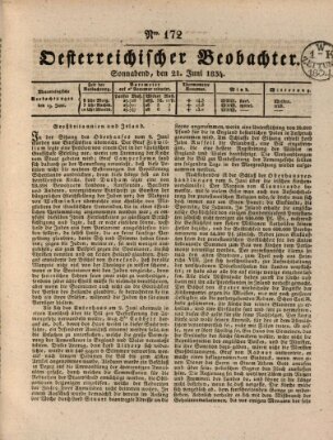 Der Oesterreichische Beobachter Samstag 21. Juni 1834