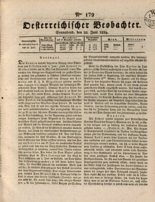 Der Oesterreichische Beobachter Samstag 28. Juni 1834