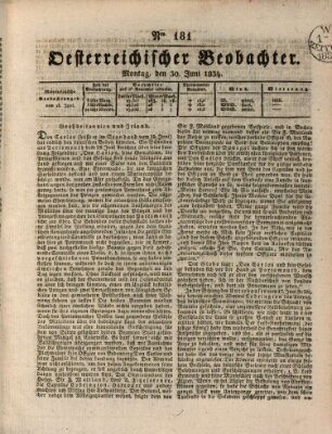 Der Oesterreichische Beobachter Montag 30. Juni 1834