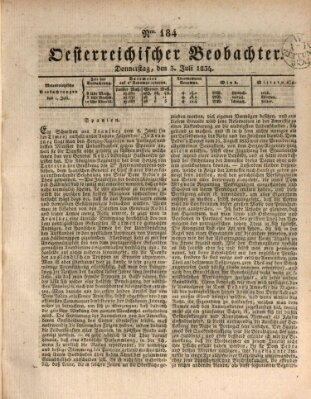 Der Oesterreichische Beobachter Donnerstag 3. Juli 1834