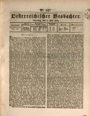 Der Oesterreichische Beobachter Sonntag 6. Juli 1834