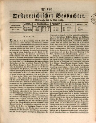 Der Oesterreichische Beobachter Mittwoch 9. Juli 1834