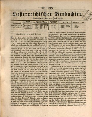 Der Oesterreichische Beobachter Samstag 12. Juli 1834