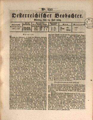 Der Oesterreichische Beobachter Montag 14. Juli 1834