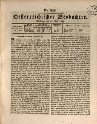 Der Oesterreichische Beobachter Dienstag 22. Juli 1834