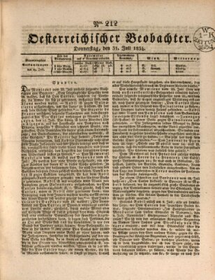 Der Oesterreichische Beobachter Donnerstag 31. Juli 1834