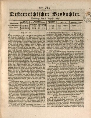 Der Oesterreichische Beobachter Sonntag 3. August 1834