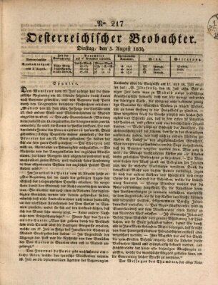 Der Oesterreichische Beobachter Dienstag 5. August 1834