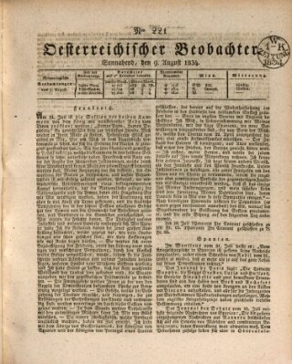 Der Oesterreichische Beobachter Samstag 9. August 1834