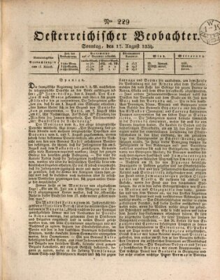 Der Oesterreichische Beobachter Sonntag 17. August 1834