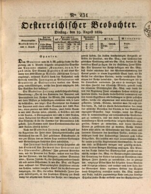 Der Oesterreichische Beobachter Dienstag 19. August 1834