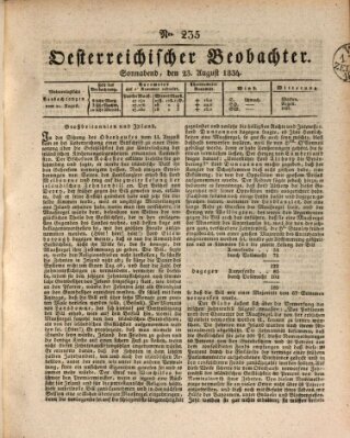 Der Oesterreichische Beobachter Samstag 23. August 1834