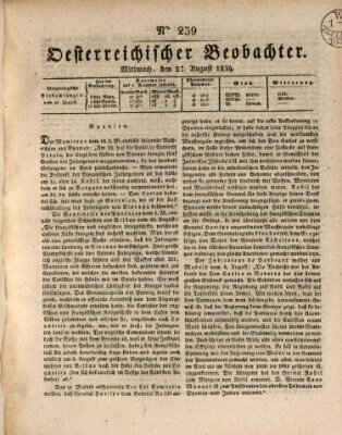 Der Oesterreichische Beobachter Mittwoch 27. August 1834