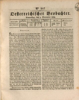 Der Oesterreichische Beobachter Donnerstag 4. September 1834