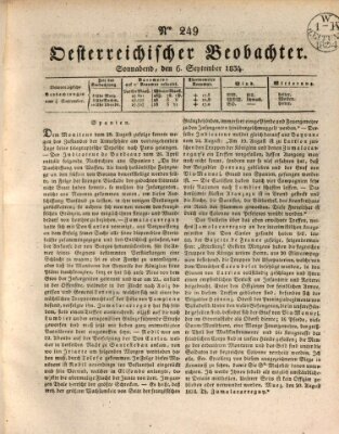 Der Oesterreichische Beobachter Samstag 6. September 1834