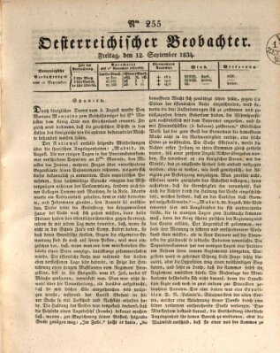 Der Oesterreichische Beobachter Freitag 12. September 1834