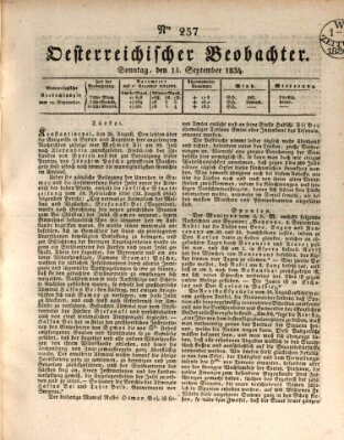 Der Oesterreichische Beobachter Sonntag 14. September 1834