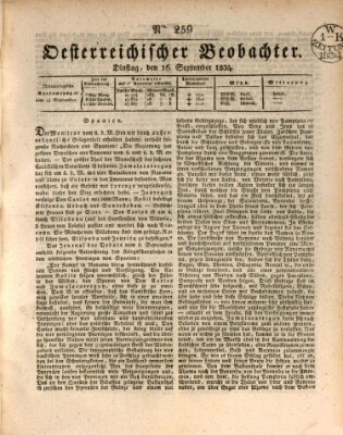 Der Oesterreichische Beobachter Dienstag 16. September 1834