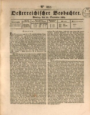 Der Oesterreichische Beobachter Montag 22. September 1834