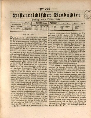 Der Oesterreichische Beobachter Freitag 3. Oktober 1834