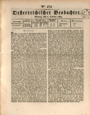 Der Oesterreichische Beobachter Montag 6. Oktober 1834