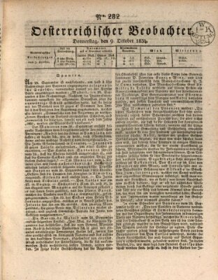 Der Oesterreichische Beobachter Donnerstag 9. Oktober 1834