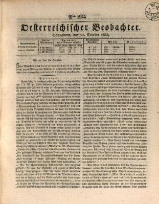 Der Oesterreichische Beobachter Samstag 11. Oktober 1834