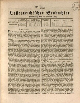 Der Oesterreichische Beobachter Donnerstag 30. Oktober 1834