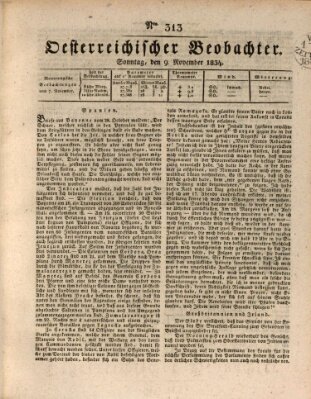 Der Oesterreichische Beobachter Sonntag 9. November 1834