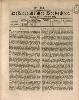 Der Oesterreichische Beobachter Montag 10. November 1834