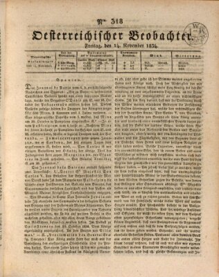 Der Oesterreichische Beobachter Freitag 14. November 1834