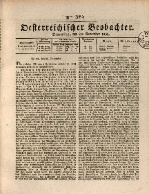 Der Oesterreichische Beobachter Donnerstag 20. November 1834