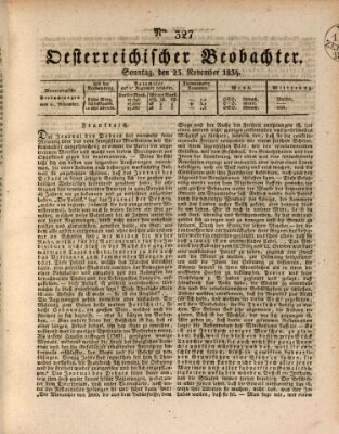 Der Oesterreichische Beobachter Sonntag 23. November 1834