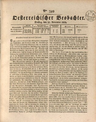 Der Oesterreichische Beobachter Dienstag 25. November 1834