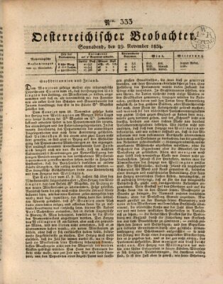 Der Oesterreichische Beobachter Samstag 29. November 1834