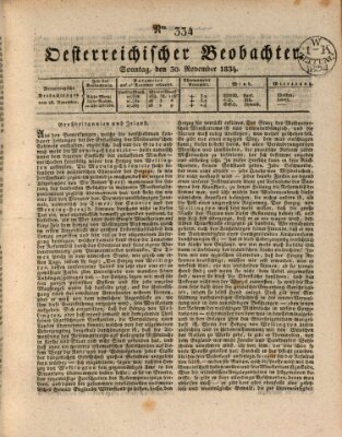 Der Oesterreichische Beobachter Sonntag 30. November 1834