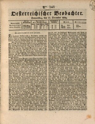 Der Oesterreichische Beobachter Donnerstag 11. Dezember 1834