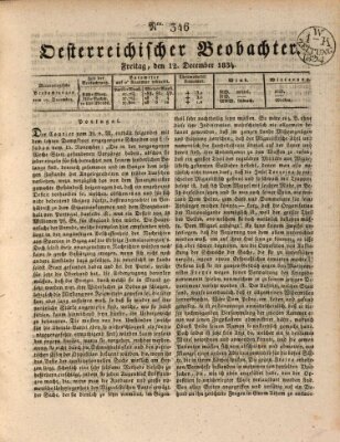 Der Oesterreichische Beobachter Freitag 12. Dezember 1834