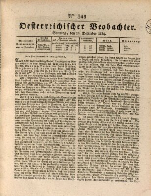 Der Oesterreichische Beobachter Sonntag 14. Dezember 1834