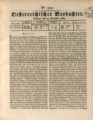 Der Oesterreichische Beobachter Dienstag 16. Dezember 1834