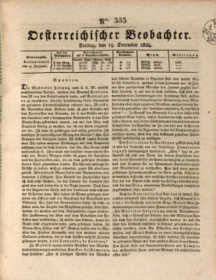 Der Oesterreichische Beobachter Freitag 19. Dezember 1834