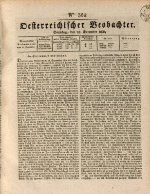 Der Oesterreichische Beobachter Sonntag 28. Dezember 1834
