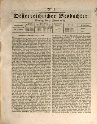 Der Oesterreichische Beobachter Montag 5. Januar 1835