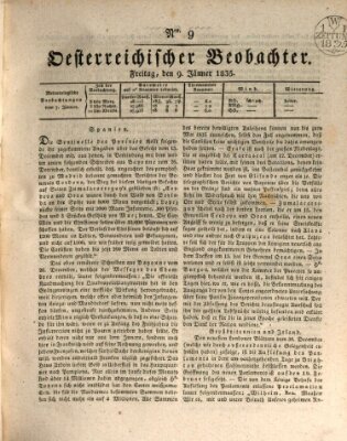 Der Oesterreichische Beobachter Freitag 9. Januar 1835