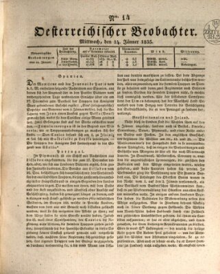 Der Oesterreichische Beobachter Mittwoch 14. Januar 1835