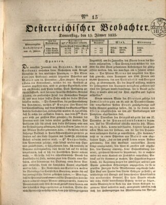 Der Oesterreichische Beobachter Donnerstag 15. Januar 1835