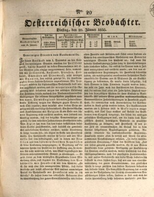 Der Oesterreichische Beobachter Dienstag 20. Januar 1835