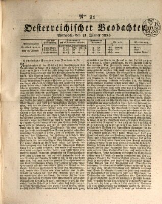 Der Oesterreichische Beobachter Mittwoch 21. Januar 1835