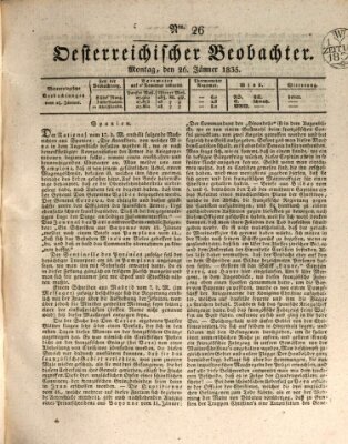 Der Oesterreichische Beobachter Montag 26. Januar 1835