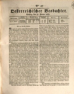 Der Oesterreichische Beobachter Dienstag 27. Januar 1835